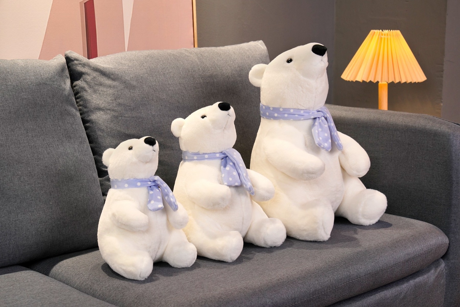 Wholesale New Design White Polar Bear plush toy with Scarf stuffed Soft Toy & Plush Polar Bears