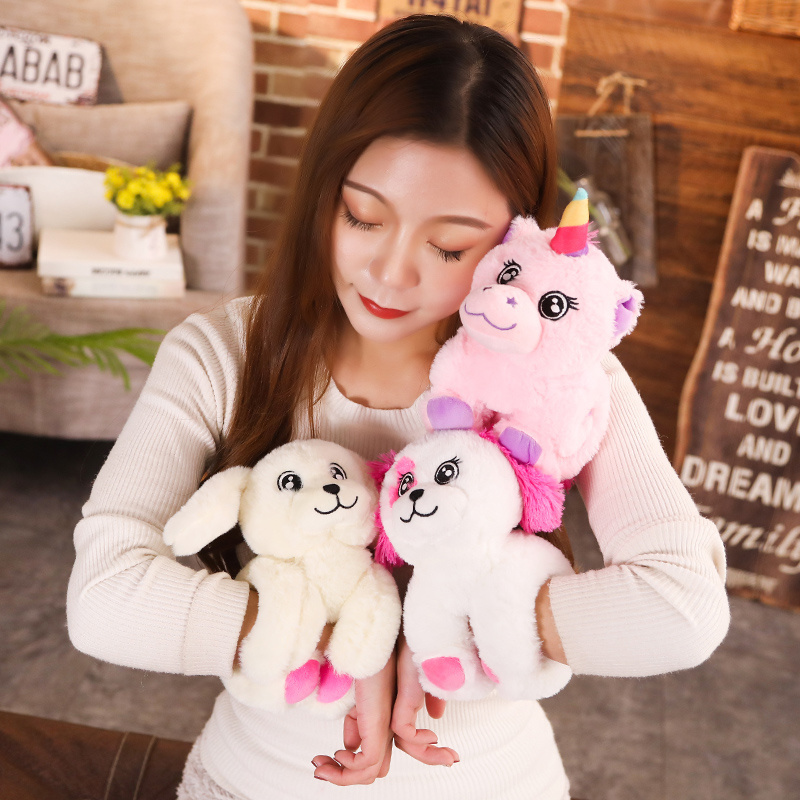 Custom Soft Toy Stuffed Animal Snap Bracelet Plush Slap Bracelet Kids Toy Peluche Unicornio Wholesale