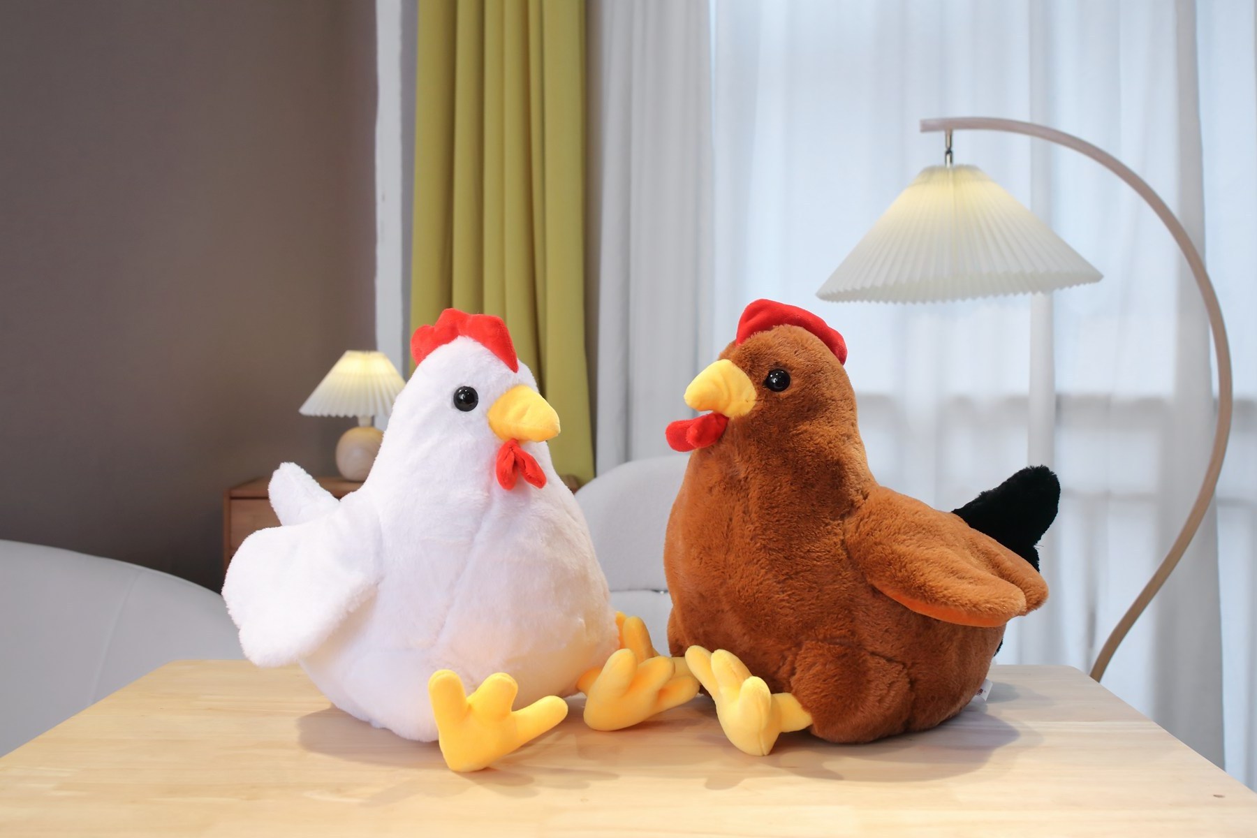 Custom Wholesale Lifelike Soft Chook Pillows White Brown Hugging Chicken plush toy Stuffed Rooster Plush Toys