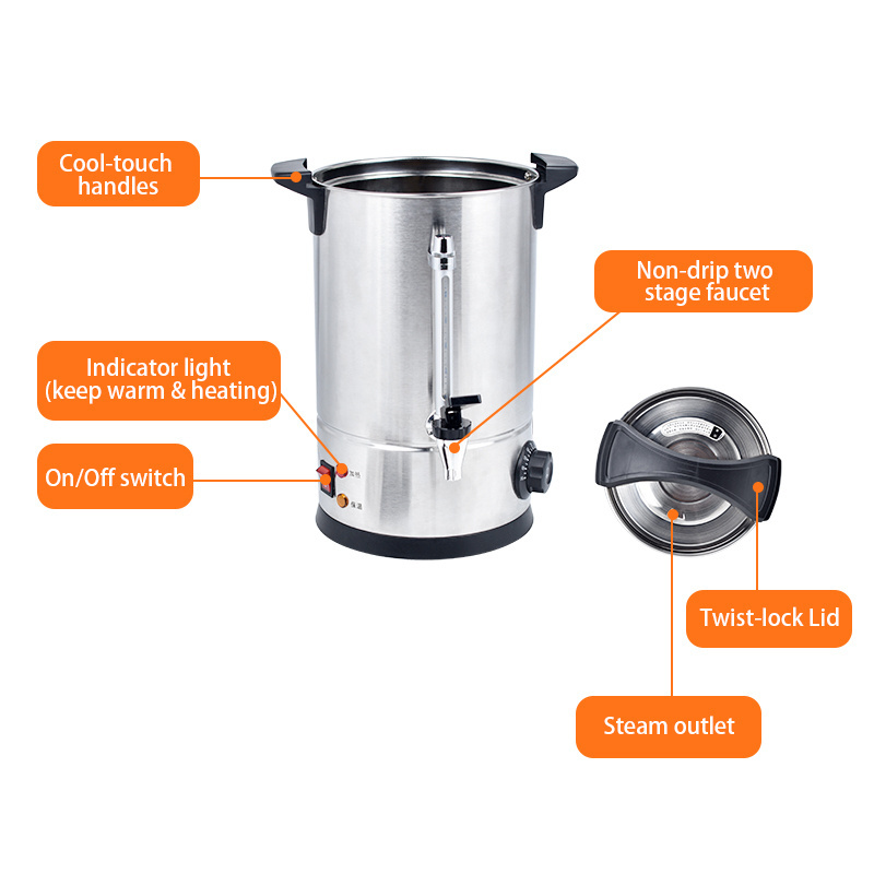 Stainless steel commercial water boiler electric hot water boiler milk tea coffee drinking bucket dispenser