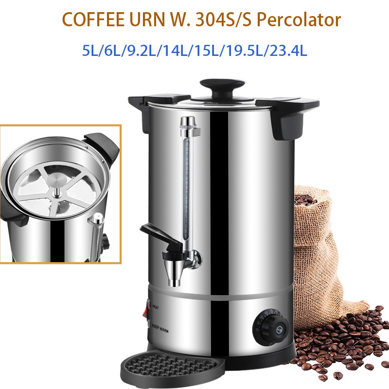 Commercial coffee maker Electric Brewing Coffee Urn Tea With Drip Tray Hot Water Boiler Dispenser  For Hotel Home