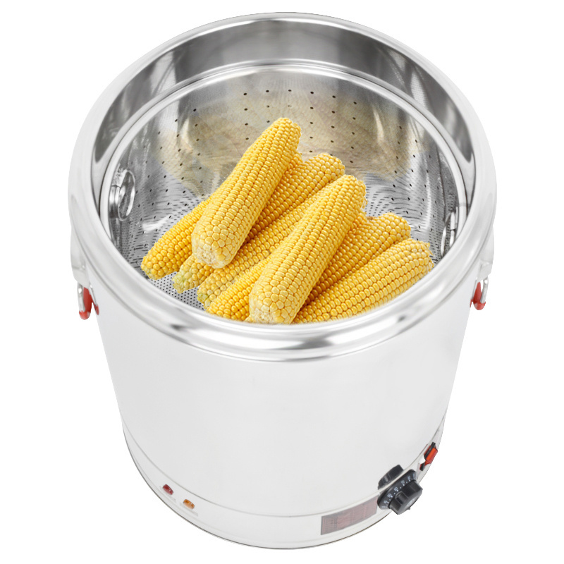 23L triply-wall Electric sweet corn food steamer with basket Kettle Milk Water urn Boiler keep warm