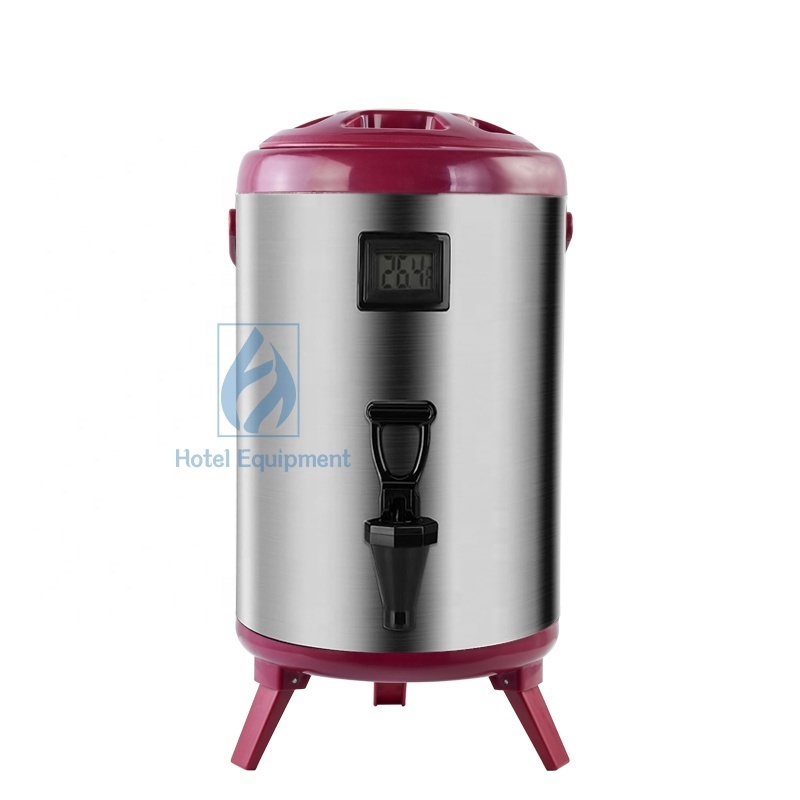 10L Stainless Steel Insulated Barrel with temperature display warmer Container For Milk Tea Hot Water Coffee