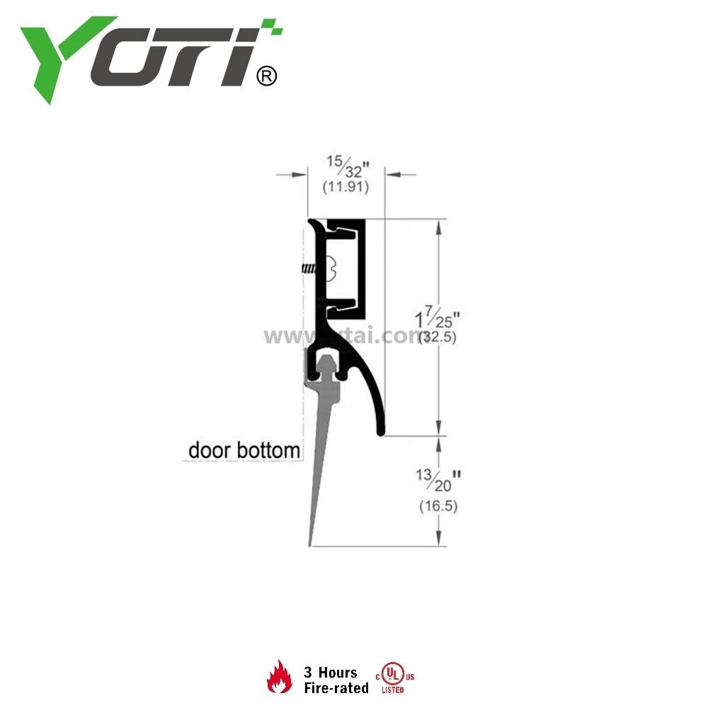 YDB201 Metal Door Aluminum Door Bottom Sweep With Aluminum Cover/ bottom seal, Made in China , Hardware, Low Price