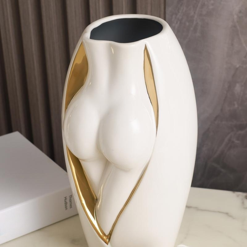 Modern Art Creative Female Body Sexy Booty Ceramic Flower Vase for Home Decor