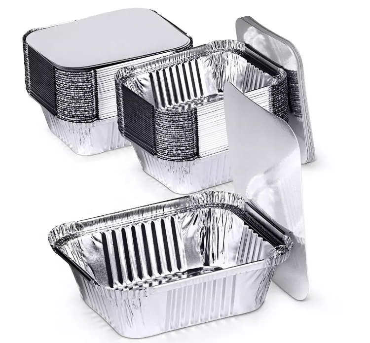 Disposable Tableware Carryout Aluminum Foil Lunch Boxes Heat Resistant Food Containers Aluminum Foil Bowl With Lid