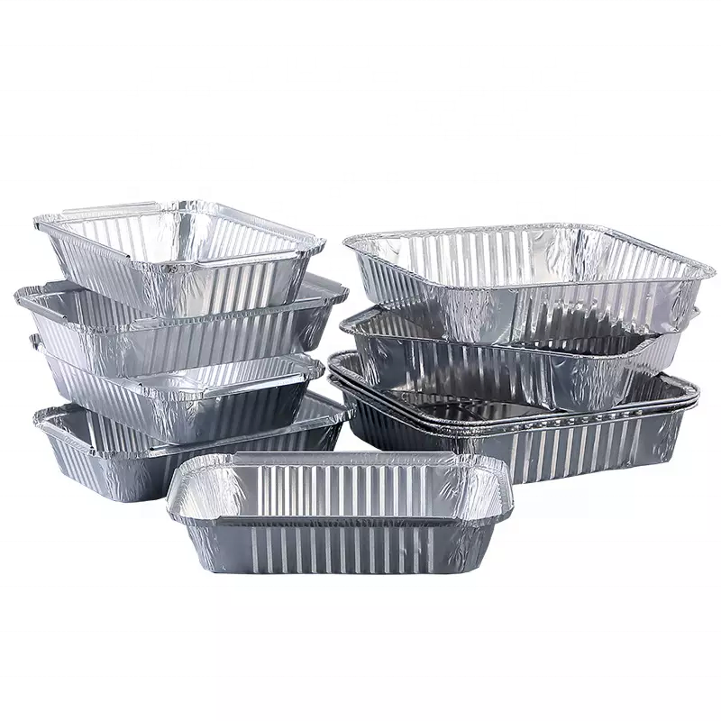 Disposable Tableware Carryout Aluminum Foil Lunch Boxes Heat Resistant Food Containers Aluminum Foil Bowl With Lid