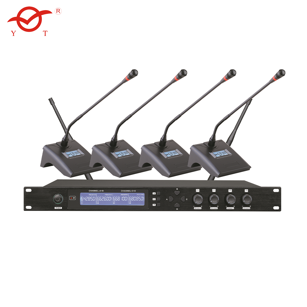 Professional UHF Four selectable Channel Wireless Microphone System