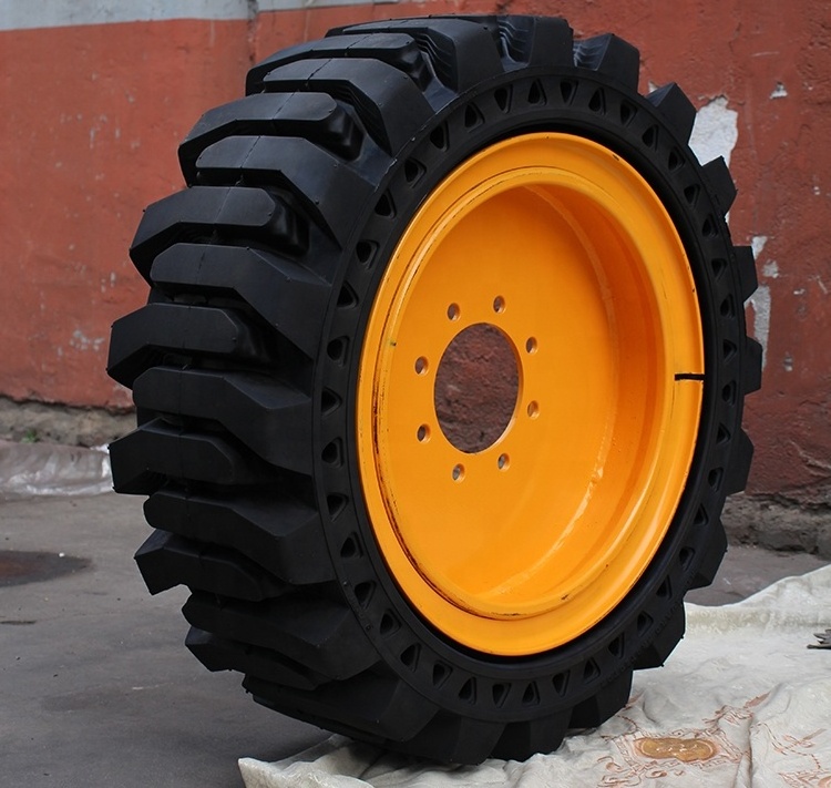 Factory price solid rubber skid loader tires 10x16.5 12x16.5 with Cushioning sidewall holes