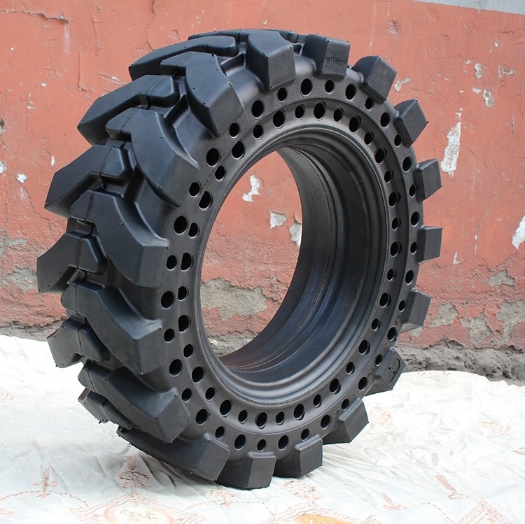 Factory price solid rubber skid loader tires 10x16.5 12x16.5 with Cushioning sidewall holes