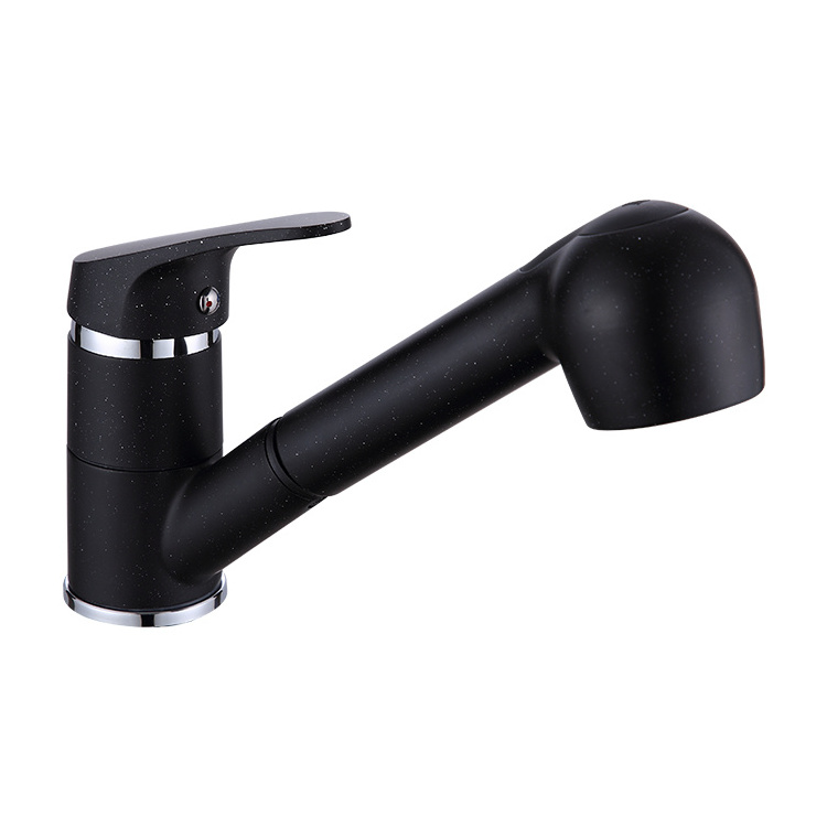 Plated High Quality Pull Out Kitchen Faucet Black Tap Kitchen Faucet 1865AB Low Price Single Handle Black Silver Modern Ceramic