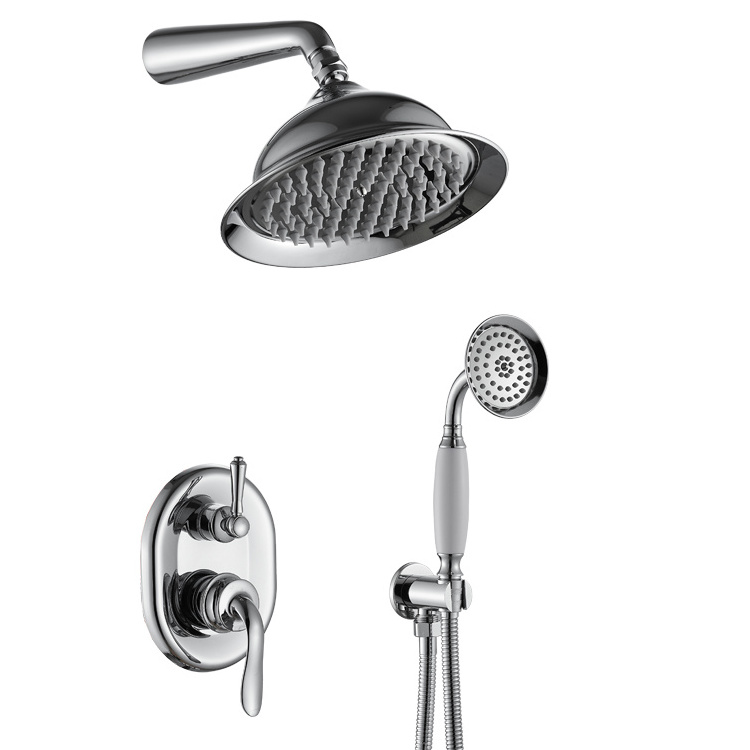 Stainless Steel Faucet Shower Mixer Faucet Grey Wall Mounted Pressurized Hand Shower Set With Bath Shower Mixer  7750RG