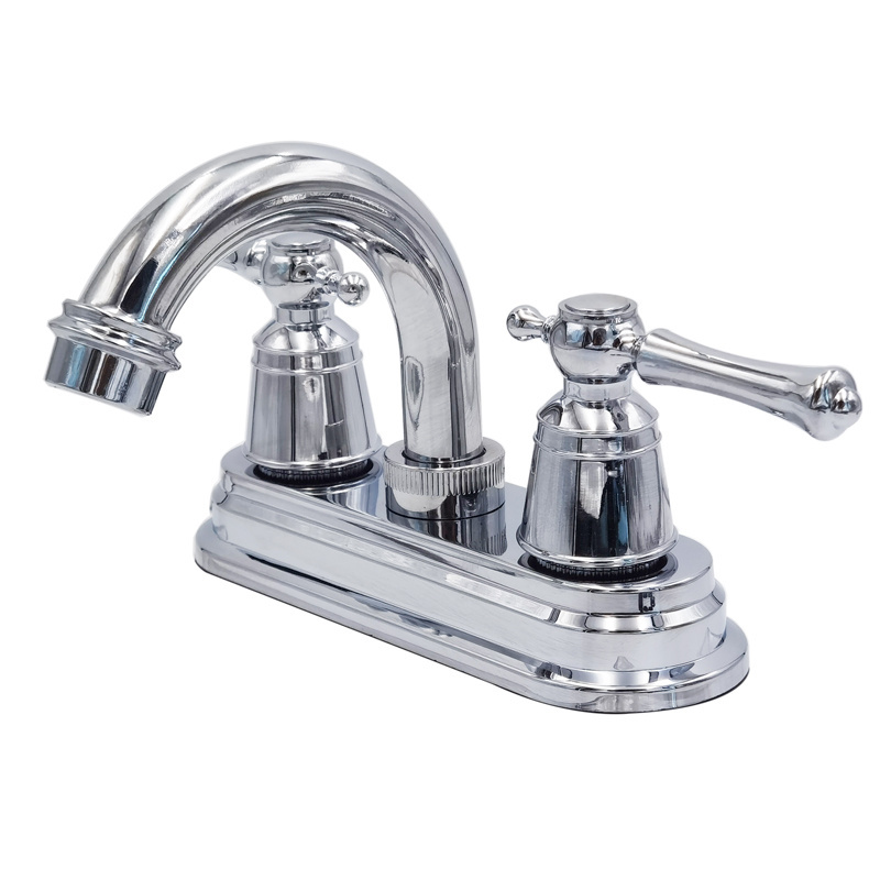 High Quality Plastic Chrome Plating South American style 4 Inch Sink Mixer Double Handle Faucets For Bathroom Basin