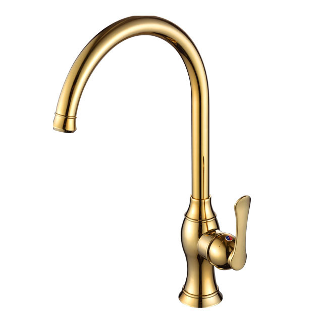 New Type Titanium Finish Basin Sink Single Handle Gold Bathroom Faucet