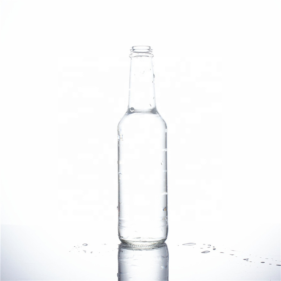 Stocked 275ml clear empty carbonated soft drinking beverage soda cocktail juice glass beer bottle with pull ring cover