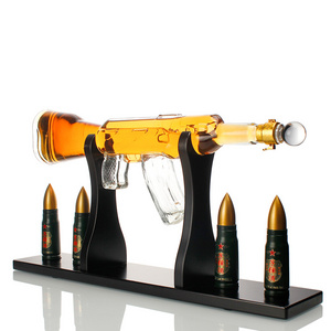 AK47 Rifle Gun Shape Borosilicate Glass Bottle With Bullet Drink Bottle glass gun bottle whisky gun decanter