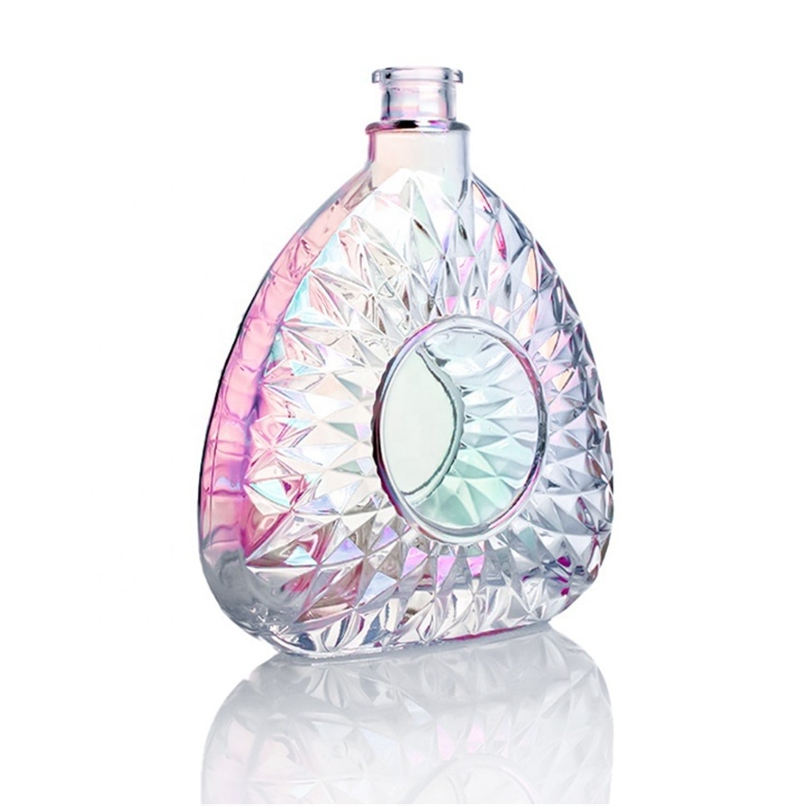 New Technology Luxury Rainbow Gloss Glass Bottle 700ml 750ml Whiskey Brandy Tequila Glass Shining Bottle