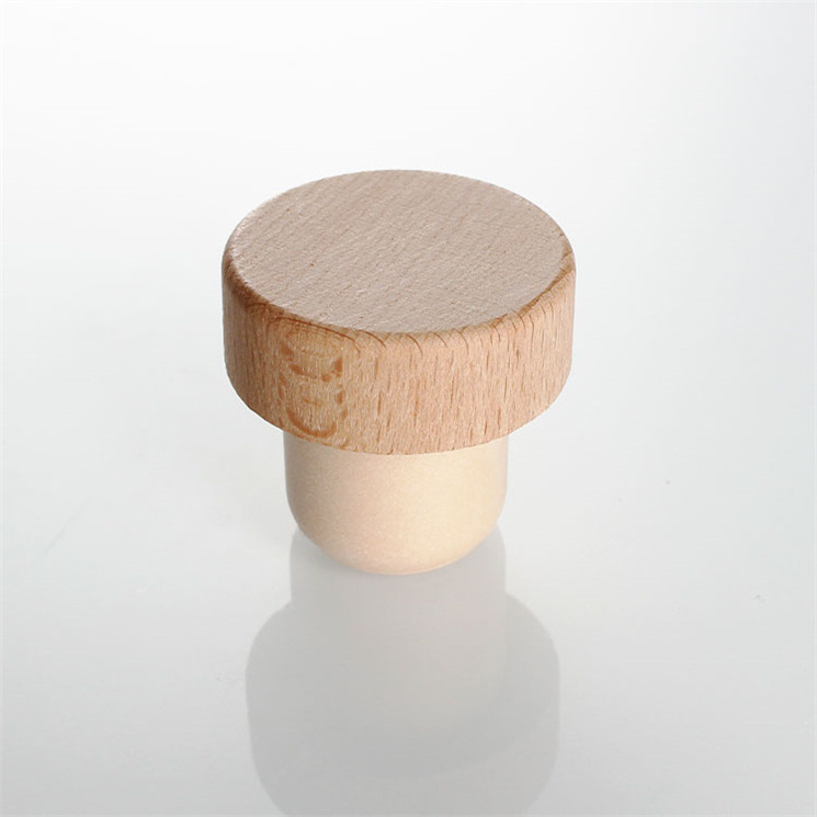 Custom Made Luxury Wooden Top Wine Bottle Synthetic Cork Stopper T shape Wine Corks seal