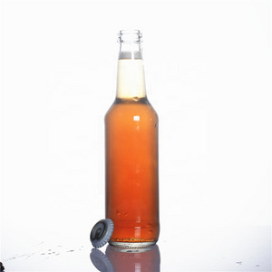 Stocked 275ml clear empty carbonated soft drinking beverage soda cocktail juice glass beer bottle with pull ring cover