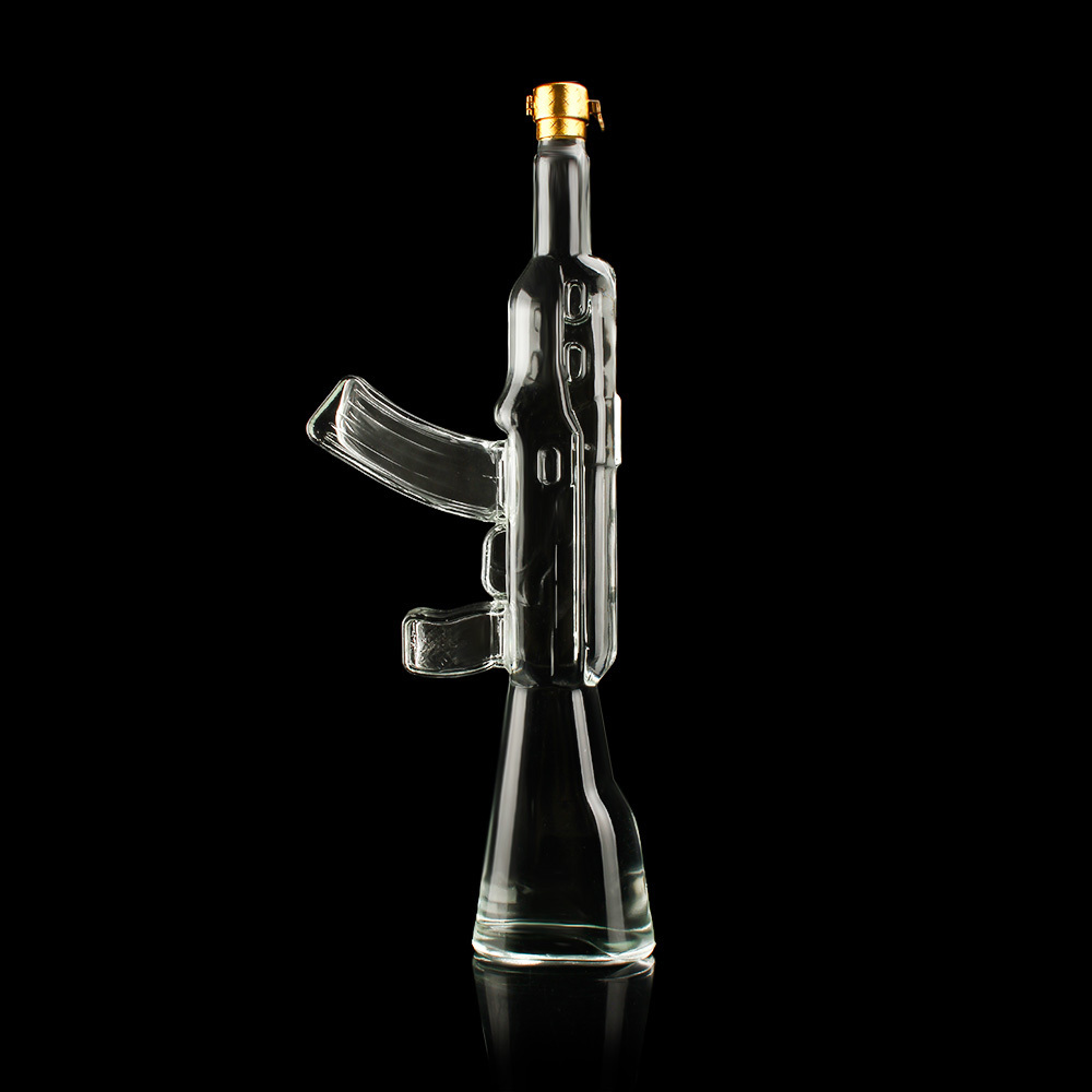 AK47 Rifle Gun Shape Borosilicate Glass Bottle With Bullet Drink Bottle glass gun bottle whisky gun decanter