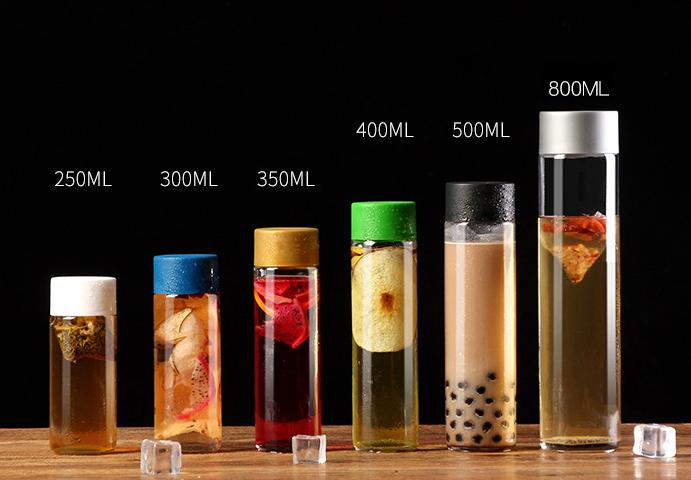 250ml 300ml 400ml 500ml 750ml tall thin voss shape beverage  juice mineral glass drinking  water bottle