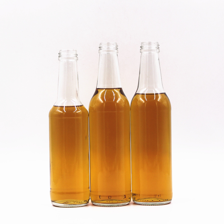 Stocked 275ml clear empty carbonated soft drinking beverage soda cocktail juice glass beer bottle with pull ring cover