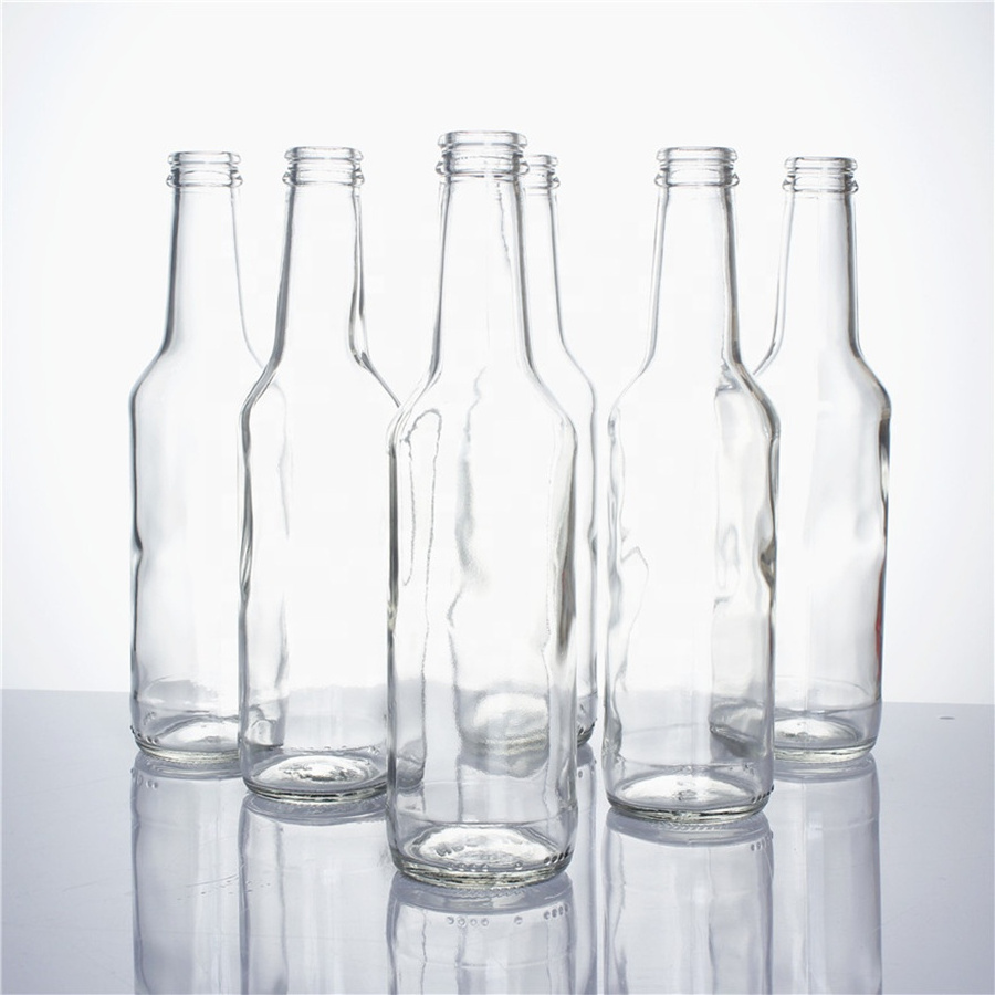 Stocked 275ml clear empty carbonated soft drinking beverage soda cocktail juice glass beer bottle with pull ring cover