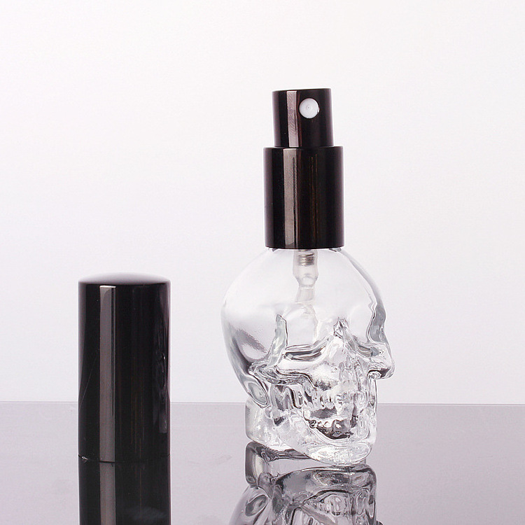 8ml clear glass skull perfume bottle 8ml shaped skull glass perfume sample bottle