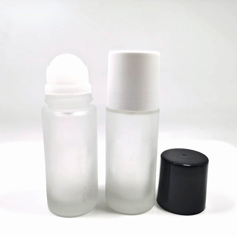 Cosmetic frosted glass roller bottle 50ml roll on bottle deodorant packaging