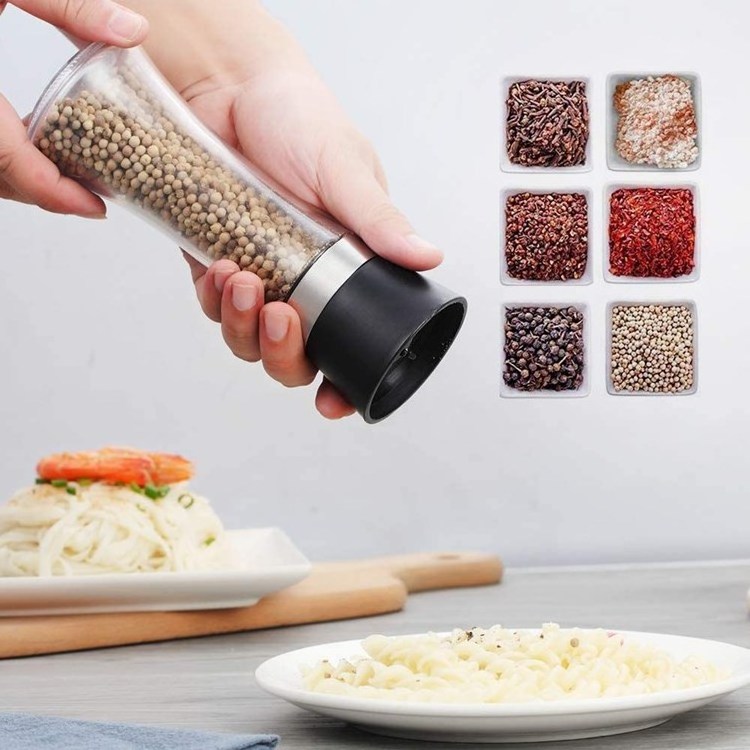 Custom Logo 180 ml Ceramic Core 180ml Salt and Pepper Grinder Glass Herb Spice Bottles