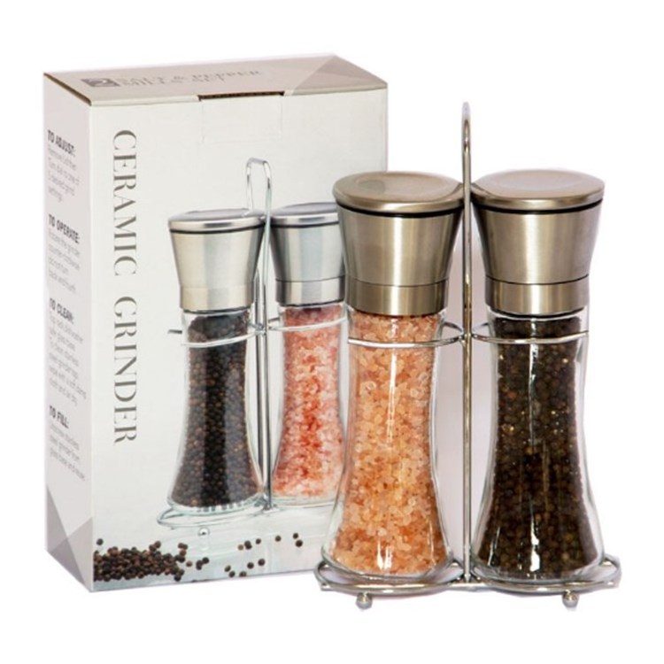 Low MOQ 180ML Glass Ceramic Pepper Grinder Spice Seasoning Herb Mill