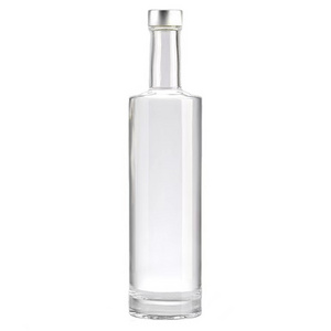 Wholesale Custom Flint Clear Round Classical Empty Brandy Gin Rum Vodka Tequila Liquor Glass Bottle with Cork Stopper