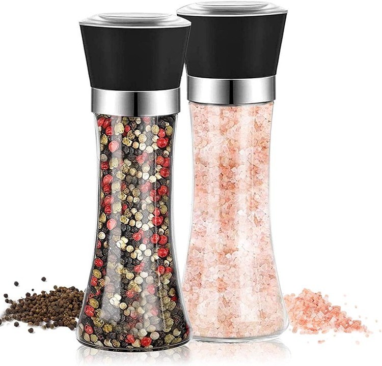 Custom Logo 180 ml Ceramic Core 180ml Salt and Pepper Grinder Glass Herb Spice Bottles