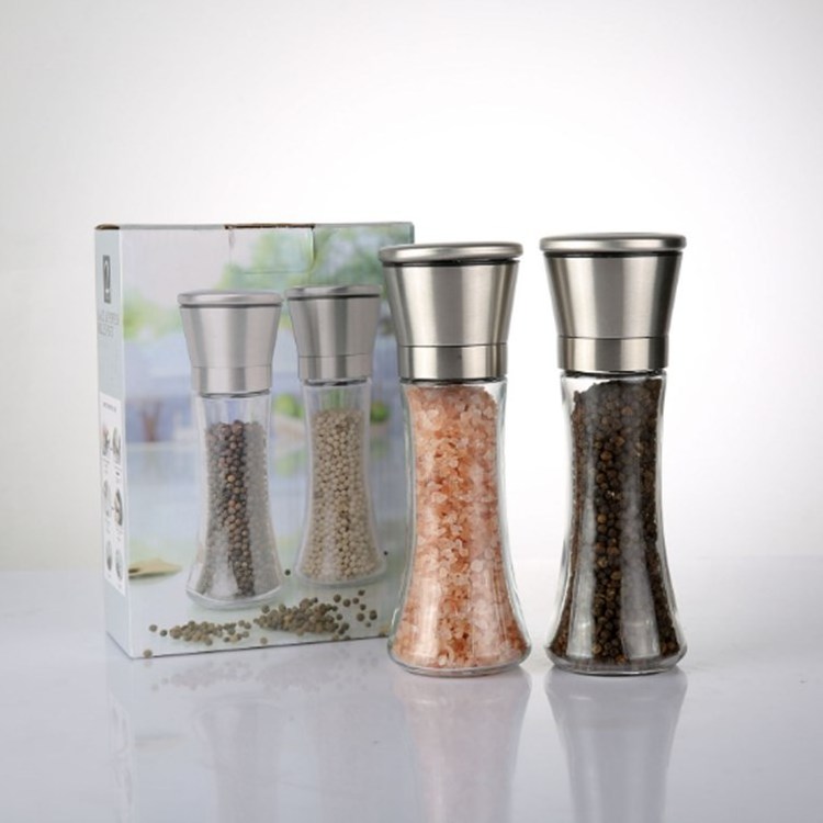 Low MOQ 180ML Glass Ceramic Pepper Grinder Spice Seasoning Herb Mill