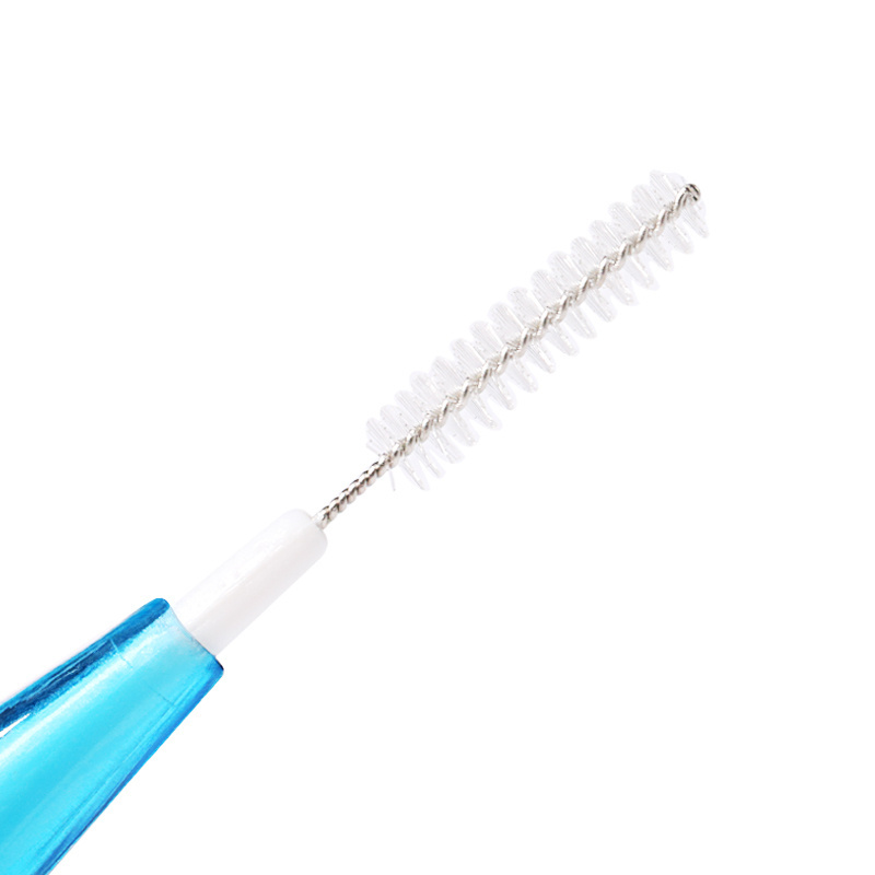 OEM cheap plastic reusable brushpicks stretchable I-shaped interdental toothpicks with brushes to clean straws