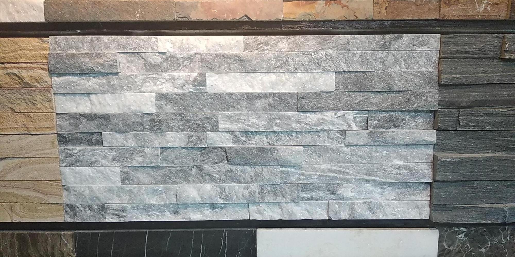 Nature slate and withe quartz exterior wall stone Z shape decorative wall panel brick veneer