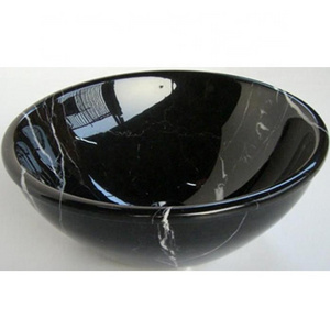 Modern Over Counter Hand Wash Basin Black Natural Marble Stone Bathroom Sink For Hotel