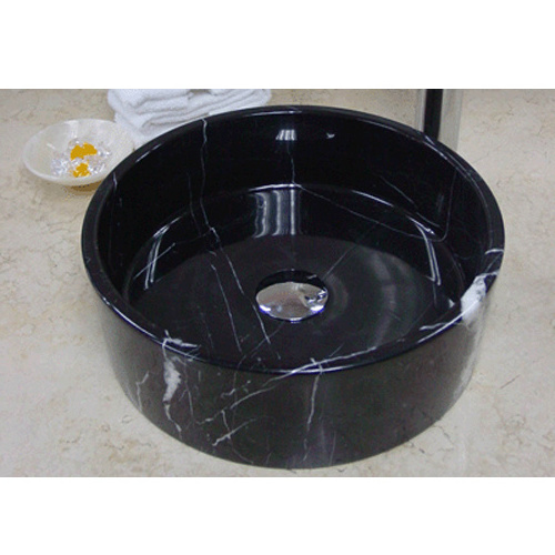 Modern Over Counter Hand Wash Basin Black Natural Marble Stone Bathroom Sink For Hotel