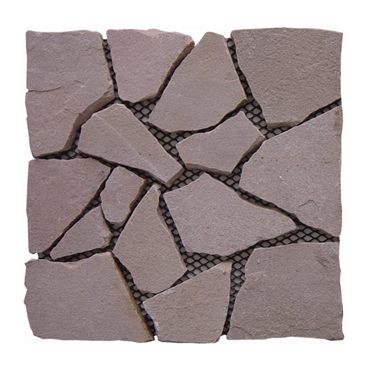 Natural crazy paving stone with mesh backing for garden