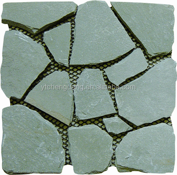 Natural crazy paving stone with mesh backing for garden