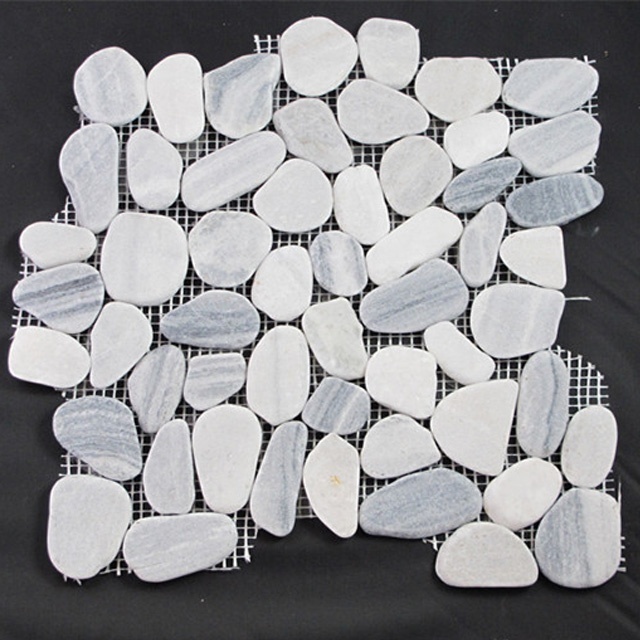 white river rock pebble mosaic tile