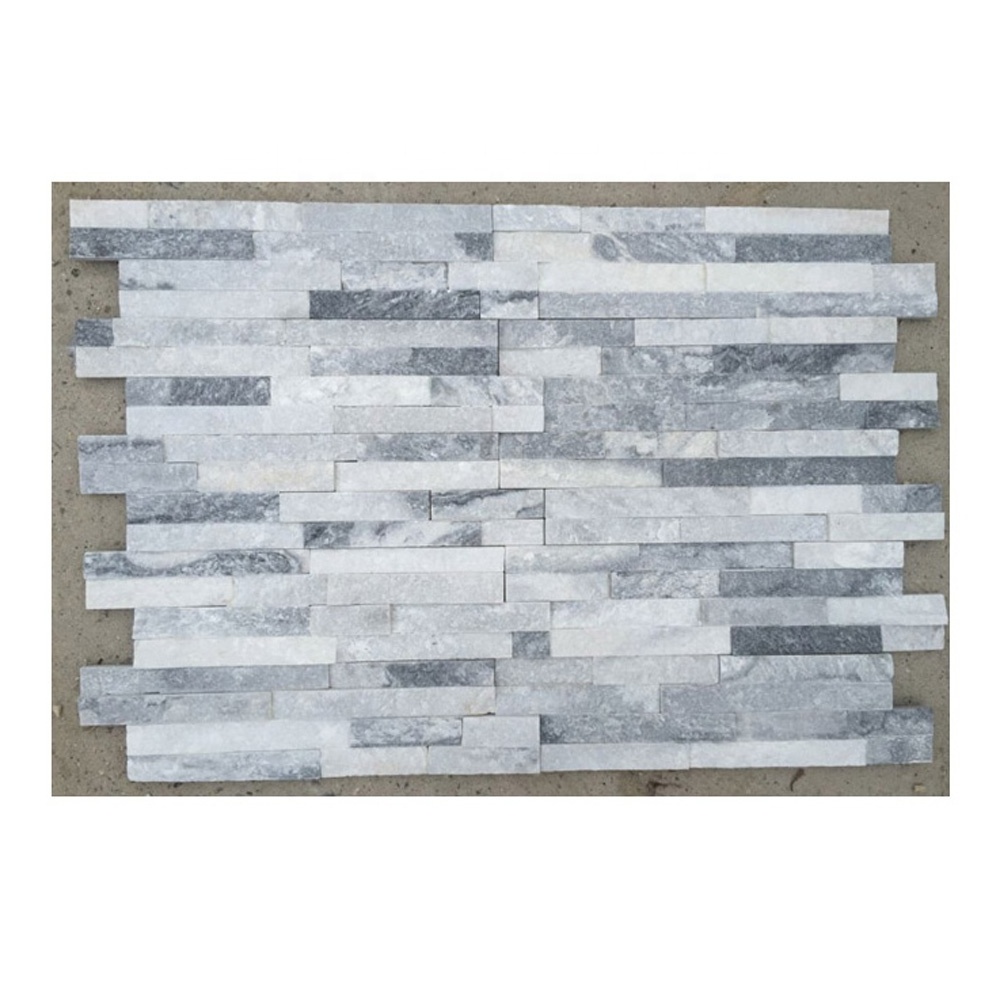 Nature slate and withe quartz exterior wall stone Z shape decorative wall panel brick veneer