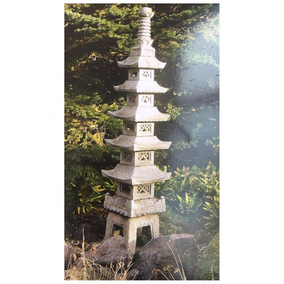 Japanese Style Garden Outdoor Natural Granite Lantern Stone Carved Pagoda Lantern for Garden Park