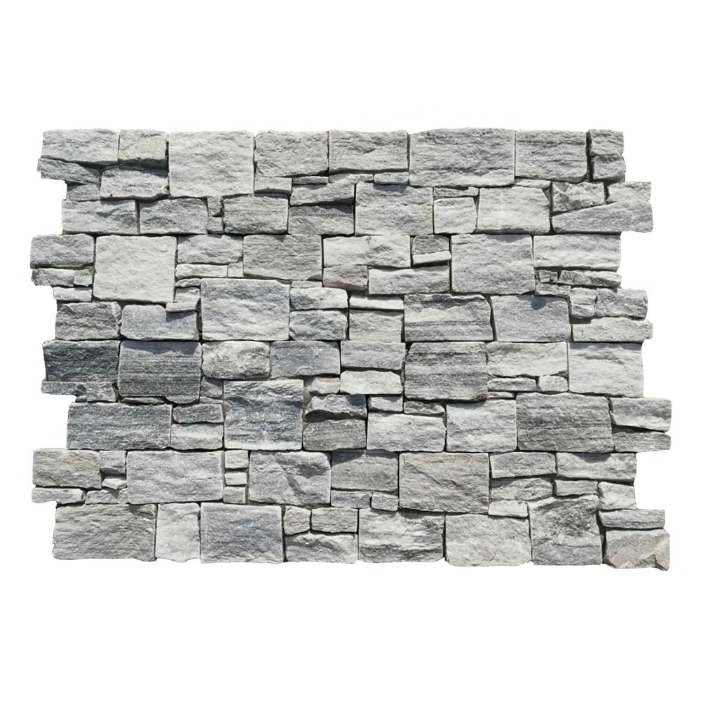 Nature slate and withe quartz exterior wall stone Z shape decorative wall panel brick veneer