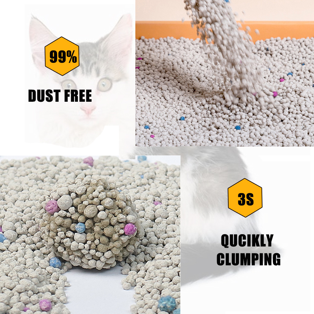 Top ranking pet supplier Ball Shaped Bentonite Cat Litter Multi Fragrance Strong Clumping bentonite tray Cat litter Sand