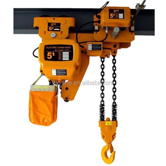 120 Volt 1 1.5 2 3 5 Ton Electric Chain Host Construction Hoist Trolley Type/ Fixed Type Pendant Control/remote Control Yuantai