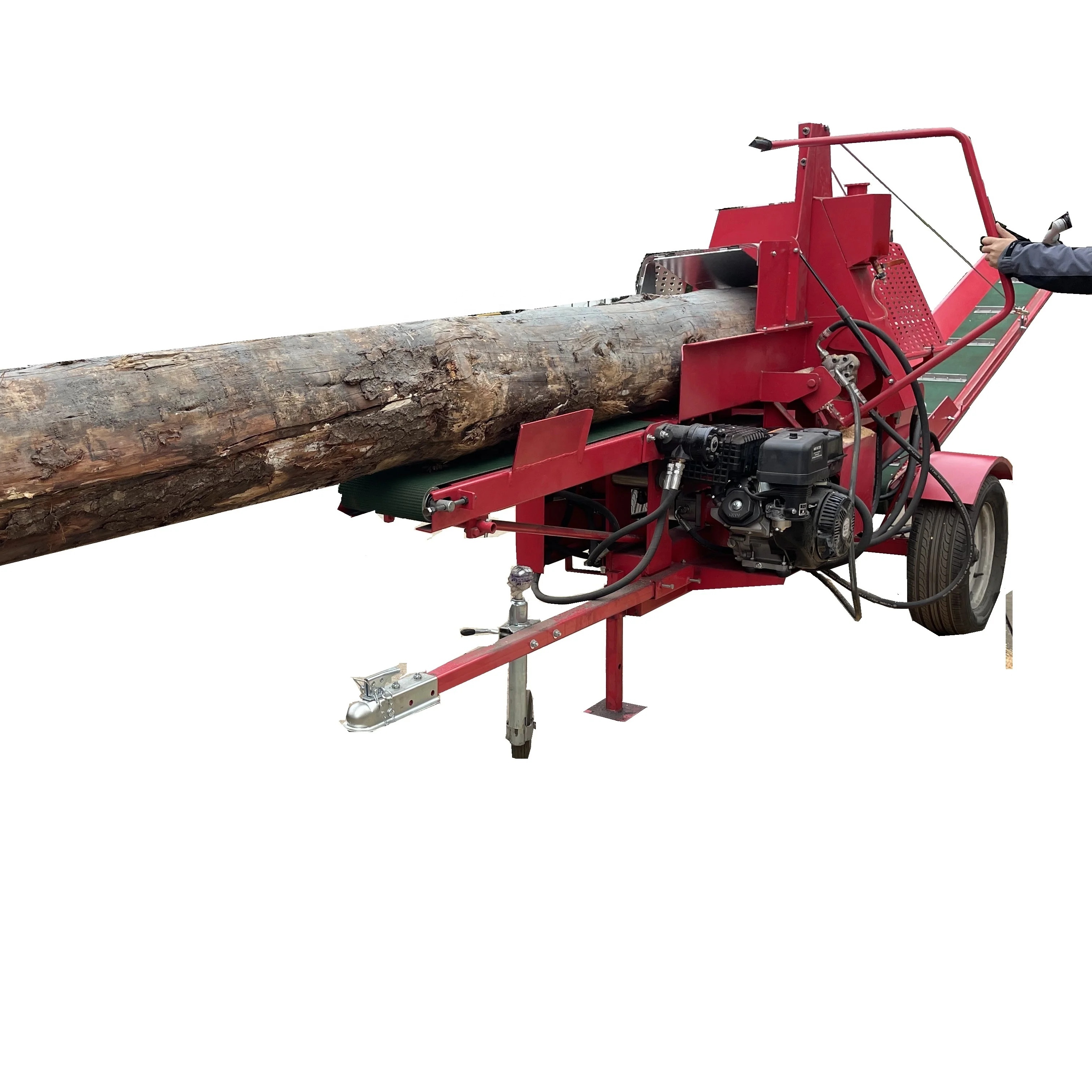 firewood cutting machine log wood processor auto saw firewood processor with wide conveyor