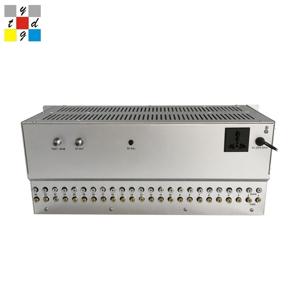 24 in 1 AV/HD to RF 24 channel fixed modulador tv analog catv rf modulator