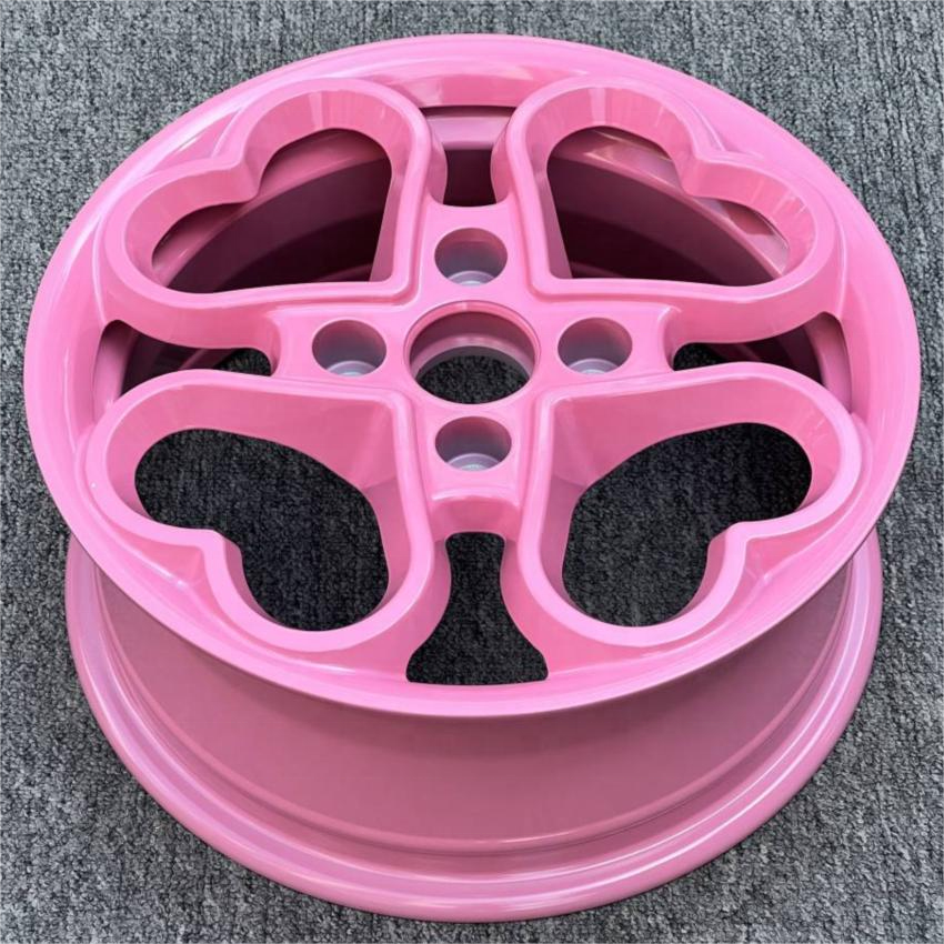 YTD Ready to Ship New Arrival Monoblock 4x100 15x6 Sweet Pink Heart Wheels 15 Inch ET38 CB73.1 Alloy Casting Rims for Mini Car