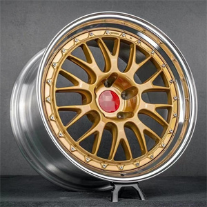 Custom Light Weight 2 Piece Gold Replica BBS LM Sport Alloy Wheels 5x114.3 5x120 18 19 20 21 Inch Forged Rims for Modification